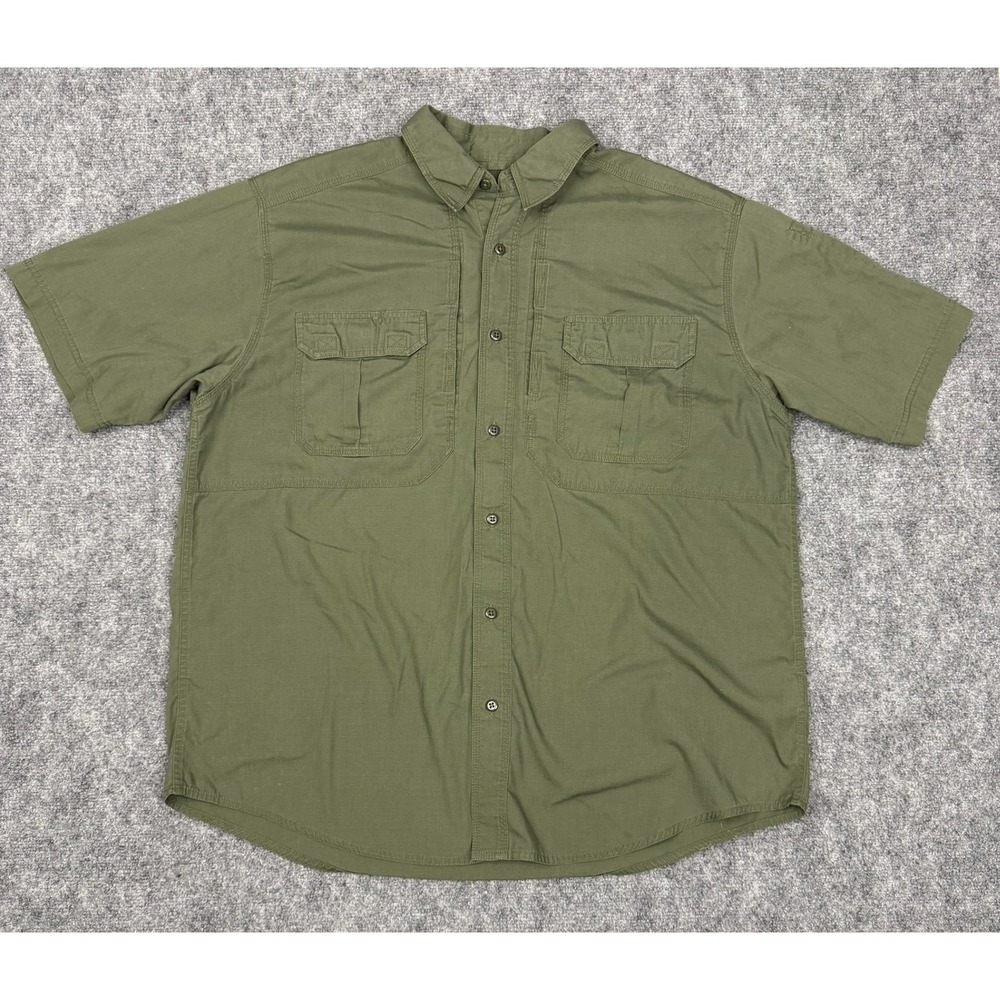 5.11 Tactical Series Mens XL Olive Green Short Sleeve Button Down Utility Shirt